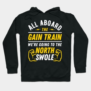 All Aboard The Gain Train We're Going To The North Swole Biceps Flex (Funny Christmas Gym Pun) Hoodie